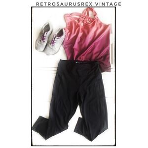 BLACK High Waisted Bally Fitness Crop Leggings Lar